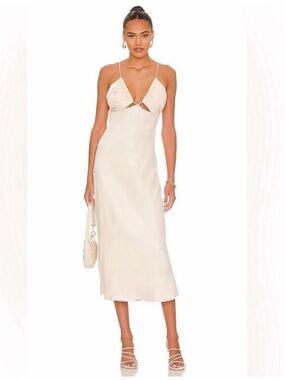 L'Academie x revolve addax midi dress in ivory cream Size large